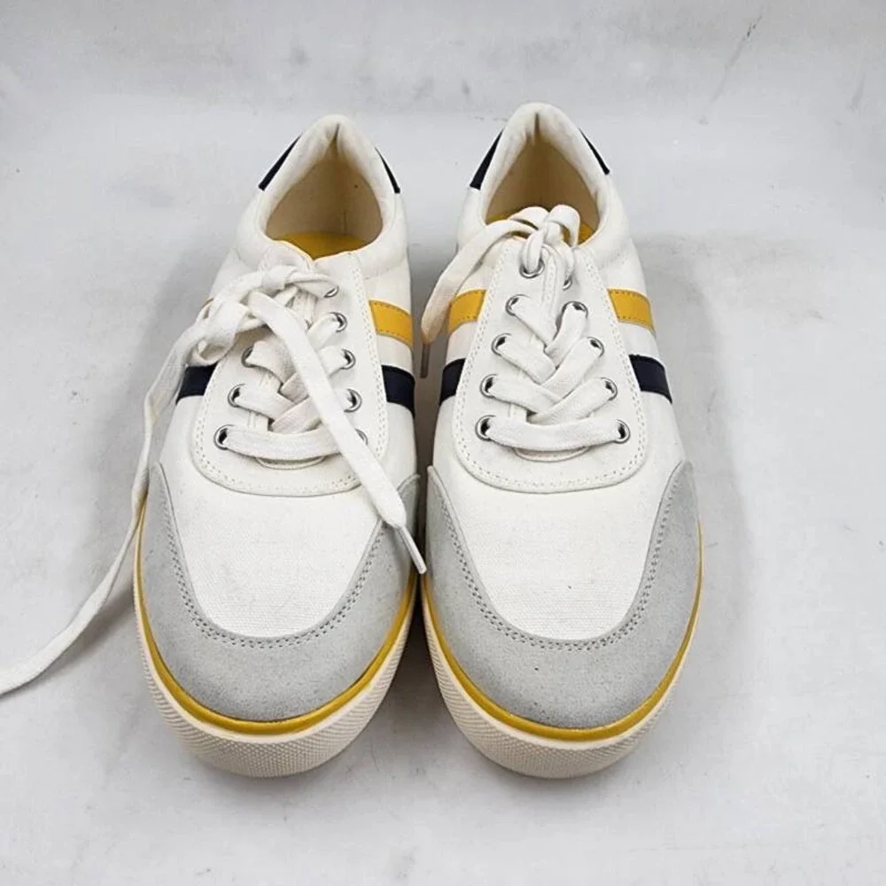 Club Room Noah Stripe Lace-Up Sneakers Men's 7 Yellow Multi Round Toe Slip On